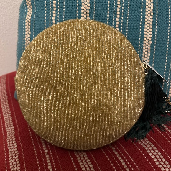 Anthropologie Round Beaded D Monogram Bag 9” - Picture 4 of 8